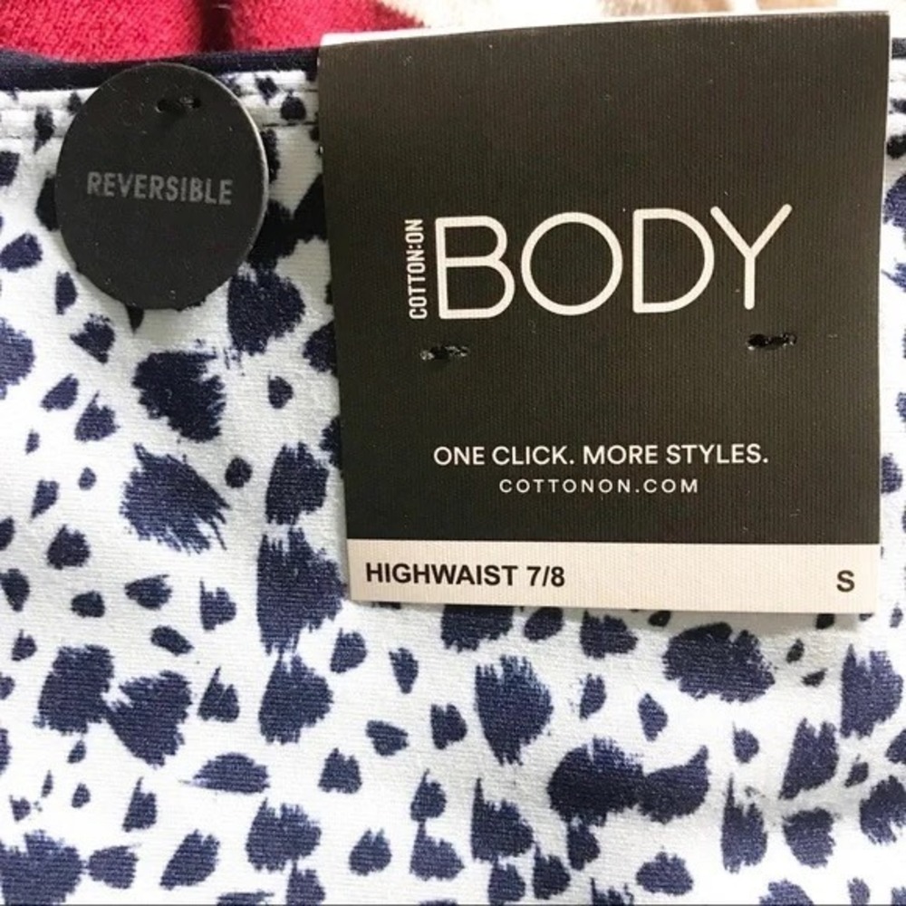 Cotton On Body High Waist Leopard‎ Leggings S Reversible 7/8 Athleisure - Picture 6 of 15